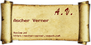 Ascher Verner névjegykártya
